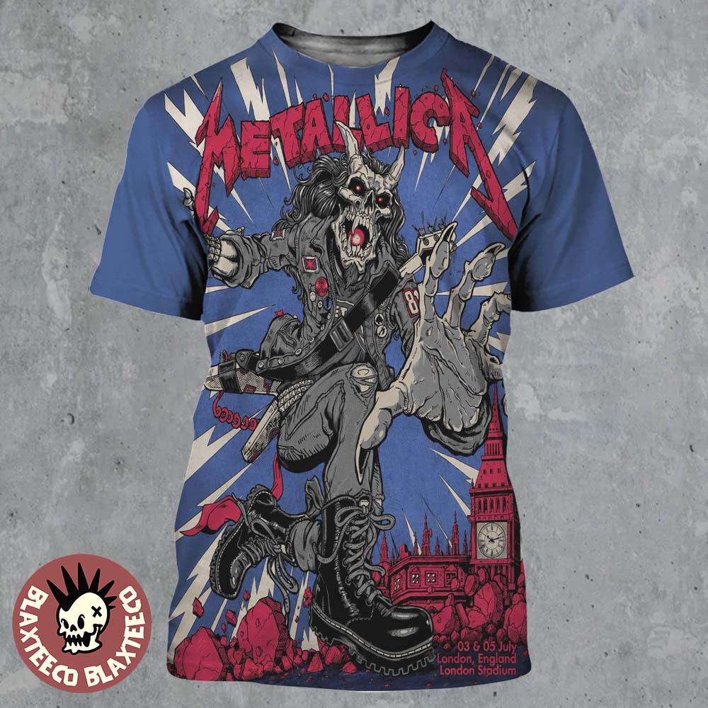Metallica M72 London England 2026 Pop Up Shop Poster At London Stadium On 3 And 5 July 2026 All Over Print Shirt