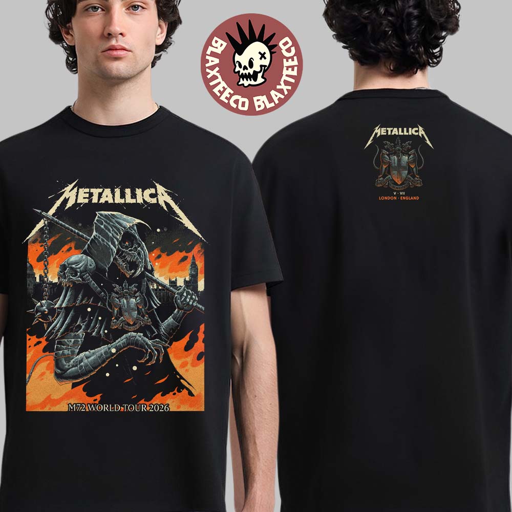Metallica M72 London England UK 2026 Night 2 Exclusive Merch Plague Doctor Tee At London Stadium On 5 July 2026 Art By Luke Preece T-Shirt