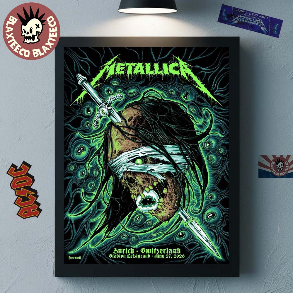 Metallica M72 Zurich 2026 Pop Up Shop Merch Poster In Zurich Switzerland At Stadion Letzigrund On May 27 2026 The Zombie Head Poster Canvas