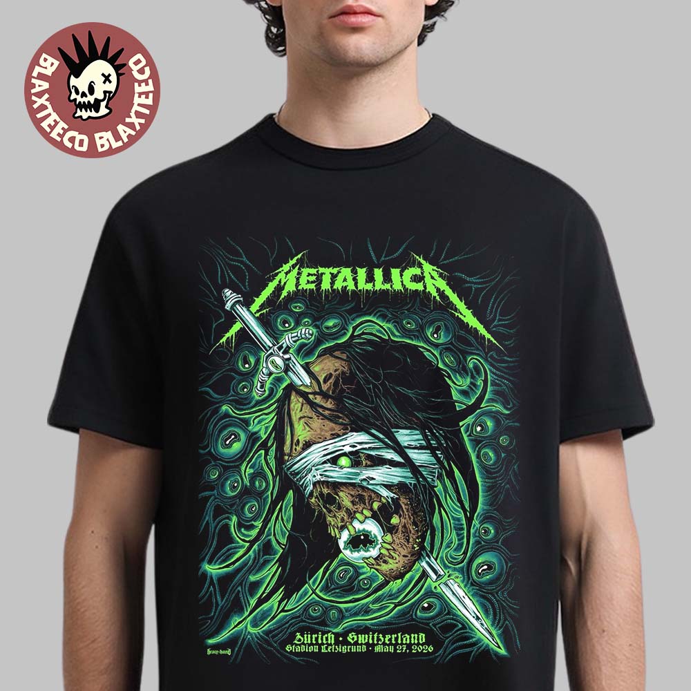 Metallica M72 Zurich 2026 Pop Up Shop Merch Poster In Zurich Switzerland At Stadion Letzigrund On May 27 2026 The Zombie Head T-Shirt