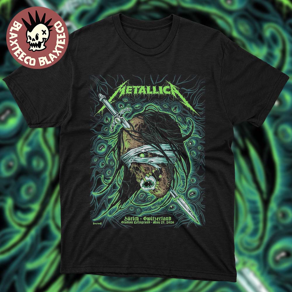 Metallica M72 Zurich 2026 Pop Up Shop Merch Poster In Zurich Switzerland At Stadion Letzigrund On May 27 2026 The Zombie Head T-Shirt