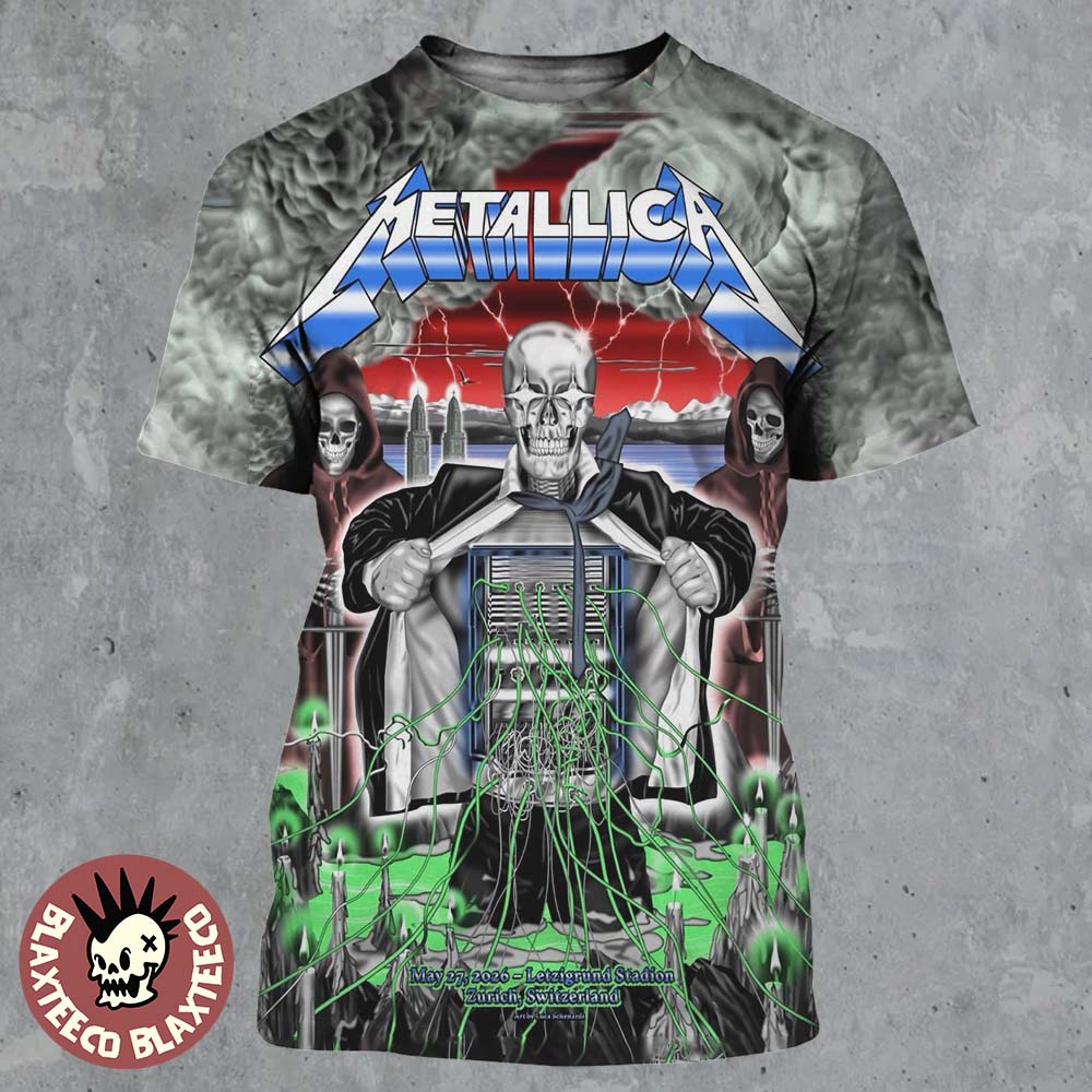 Metallica M72 Zurich 2026 Show Poster For Zurich Switzerland At Letzigrund Stadion On May 27 2026 All Over Print Shirt
