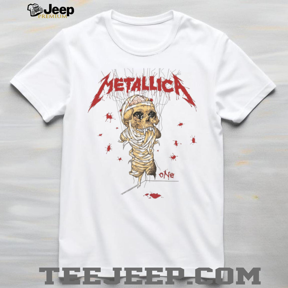 Metallica One Skull Mummy Band Graphic White T Shirt