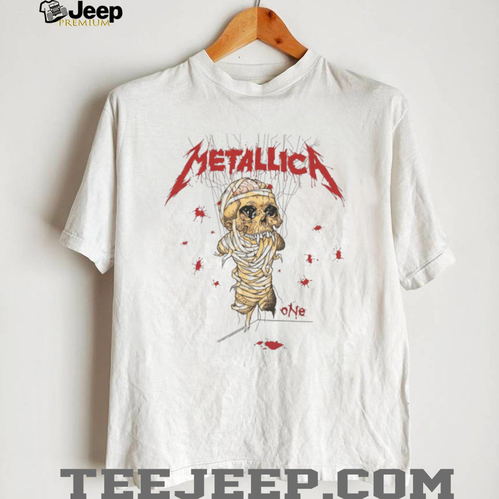 Metallica One Skull Mummy Band Graphic White T Shirt