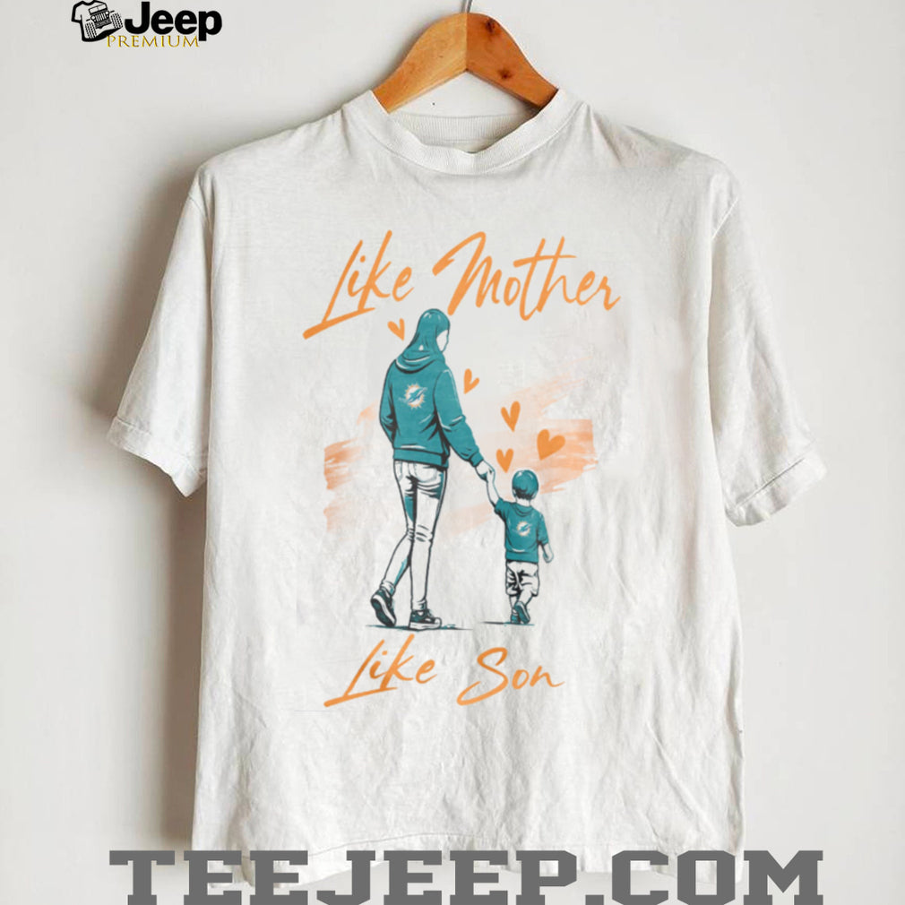 Miami Dolphins Mom Life T Shirt Aqua & Orange Mother Son Football T Shirt