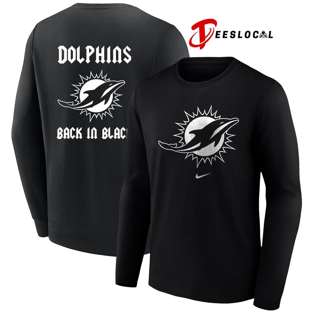 Miami Dolphins back in black logo shirt