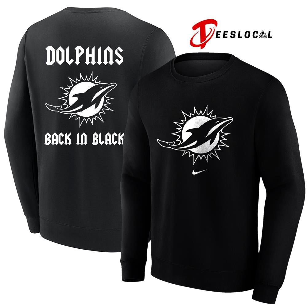Miami Dolphins back in black logo shirt