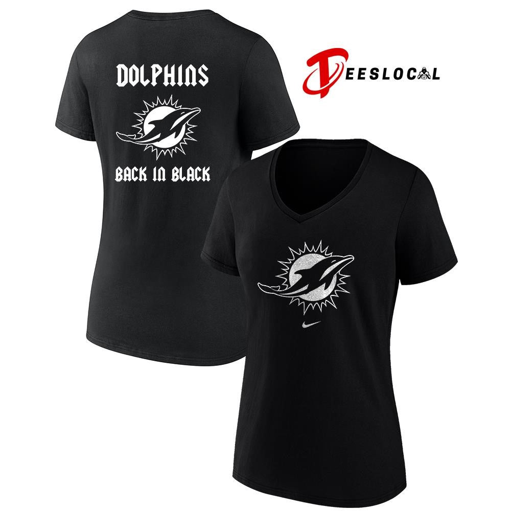 Miami Dolphins back in black logo shirt