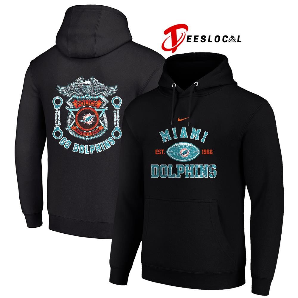 Miami Dolphins law enforcement tribute protect and serve logo shirt