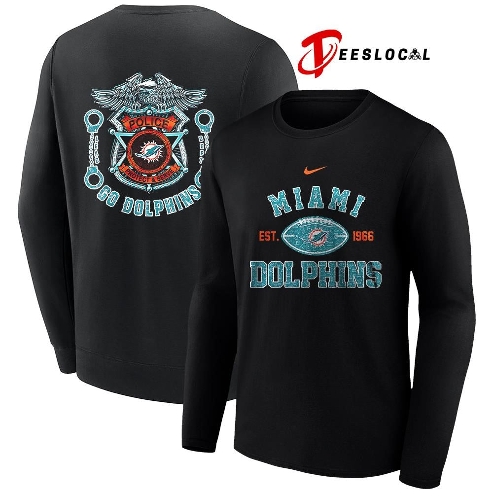 Miami Dolphins law enforcement tribute protect and serve logo shirt