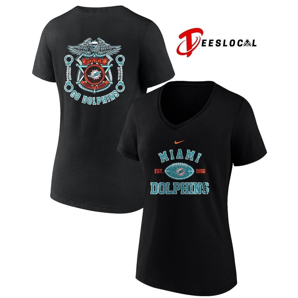 Miami Dolphins law enforcement tribute protect and serve logo shirt