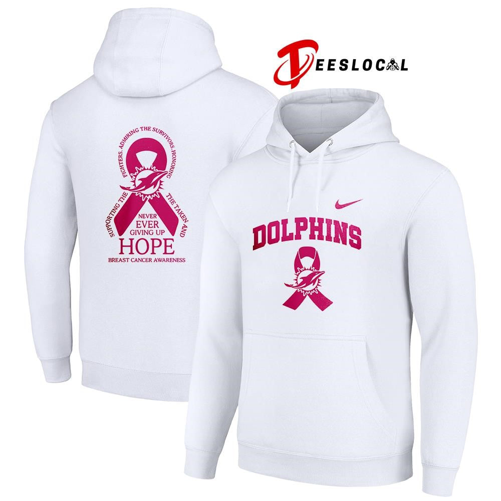 Miami Dolphins never ever giving up hope breast cancer awareness shirt