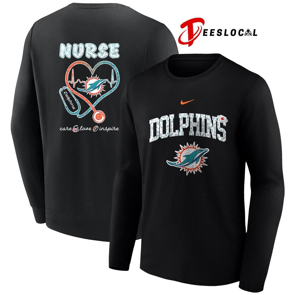 Miami Dolphins x Nurse care love inspire logo shirt