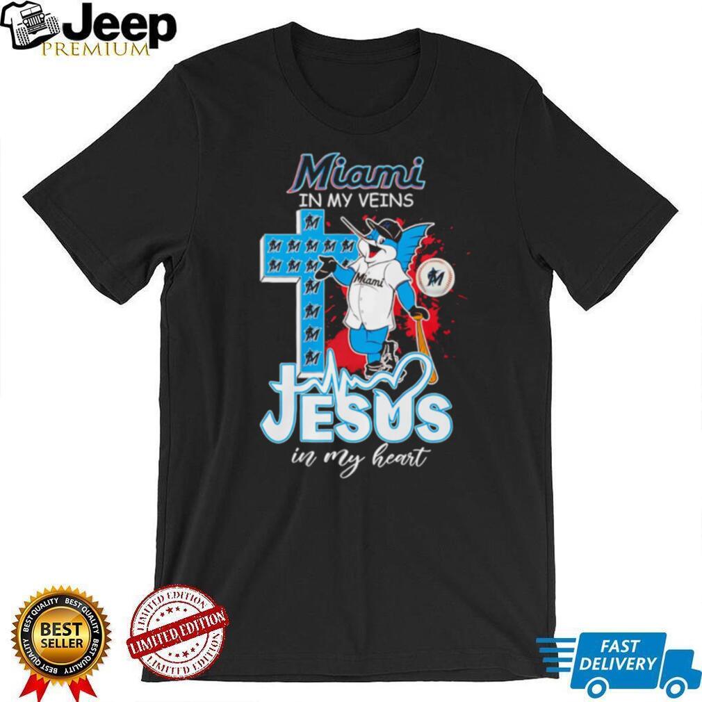 Miami Marlins Baseball In My Veins Jesus In My Heart Fans T Shirt