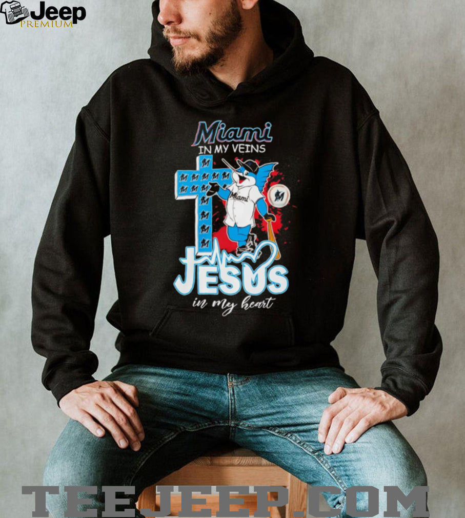 Miami Marlins “Miami In My Veins, Jesus In My Heart” Christian MLB Fan T Shirt