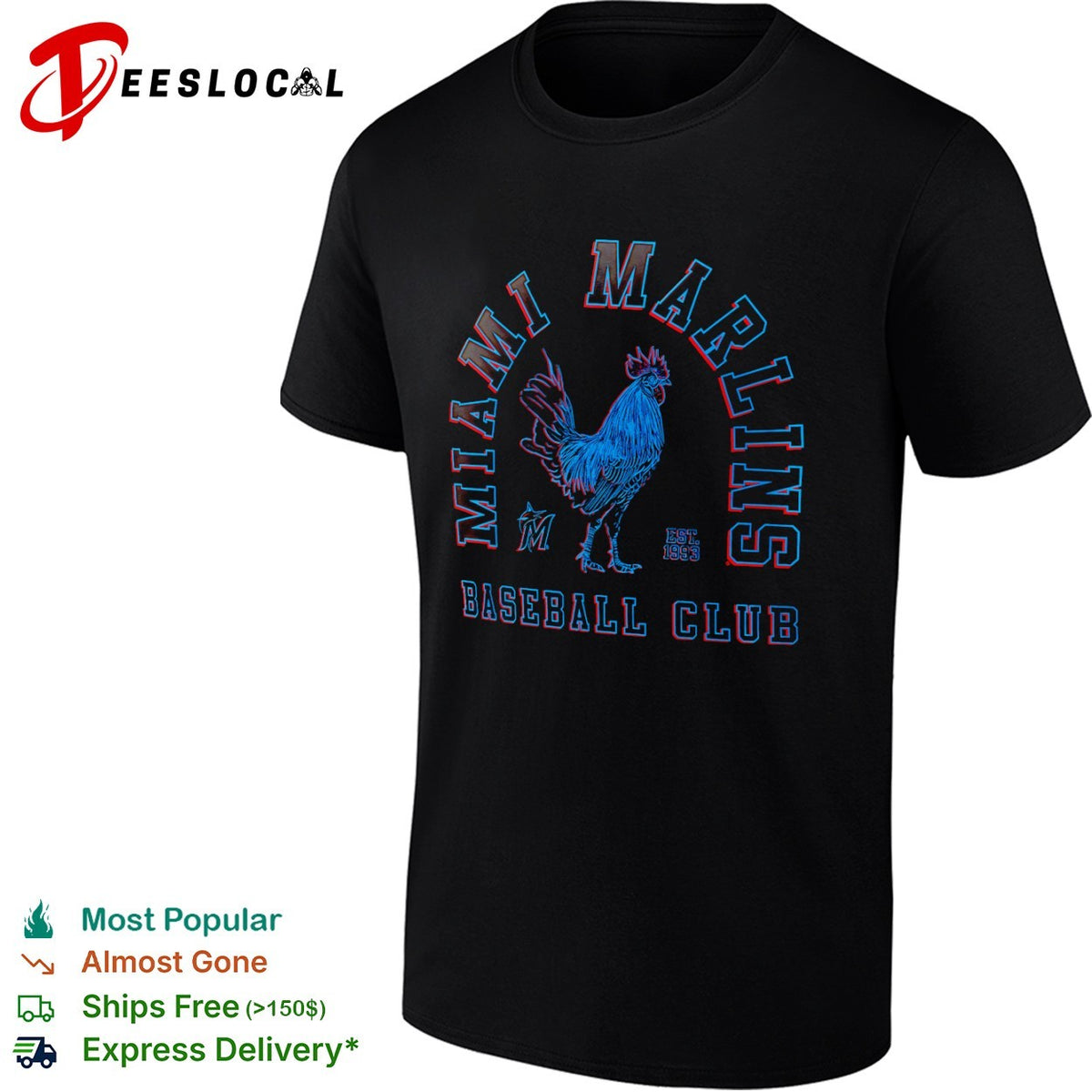 Miami Marlins rooster baseball club est 1993 shirt