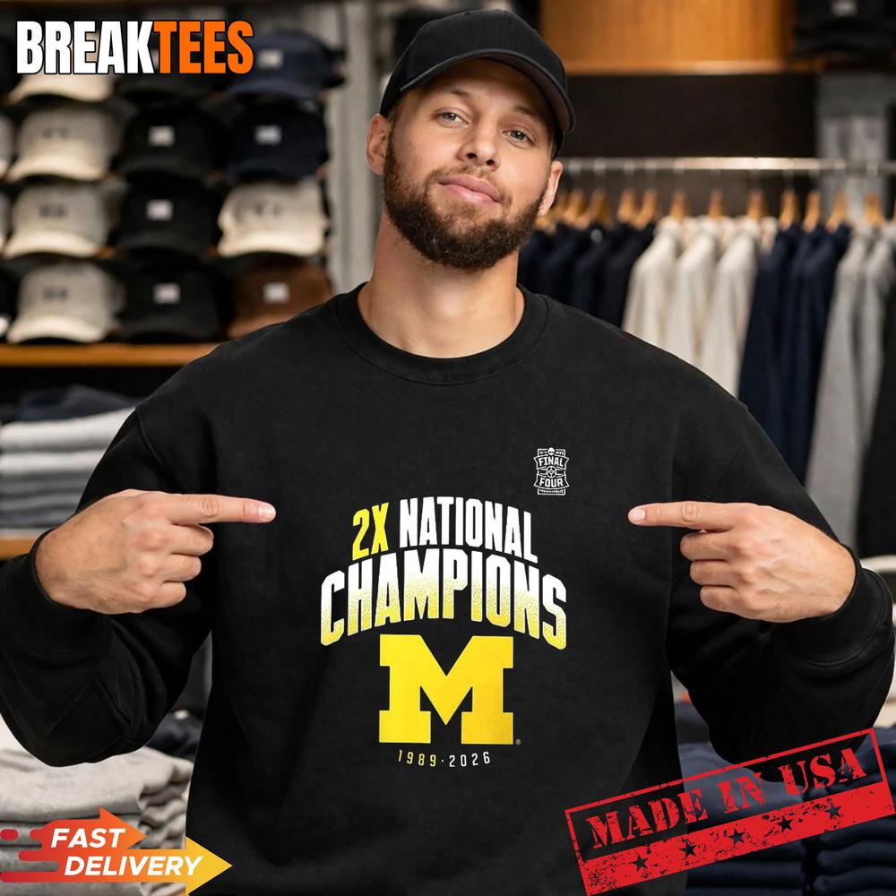 Michigan Wolverines 2026 Two-Time NCAA Men’s Basketball National Champions Shirt
