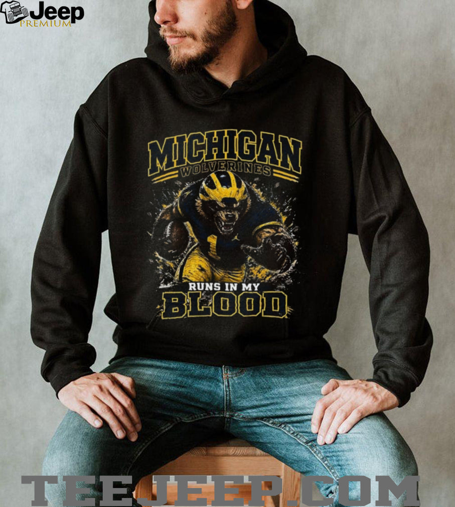 Michigan Wolverines Football Mascot Runs In My Blood Vintage Style Men Fans Shirt