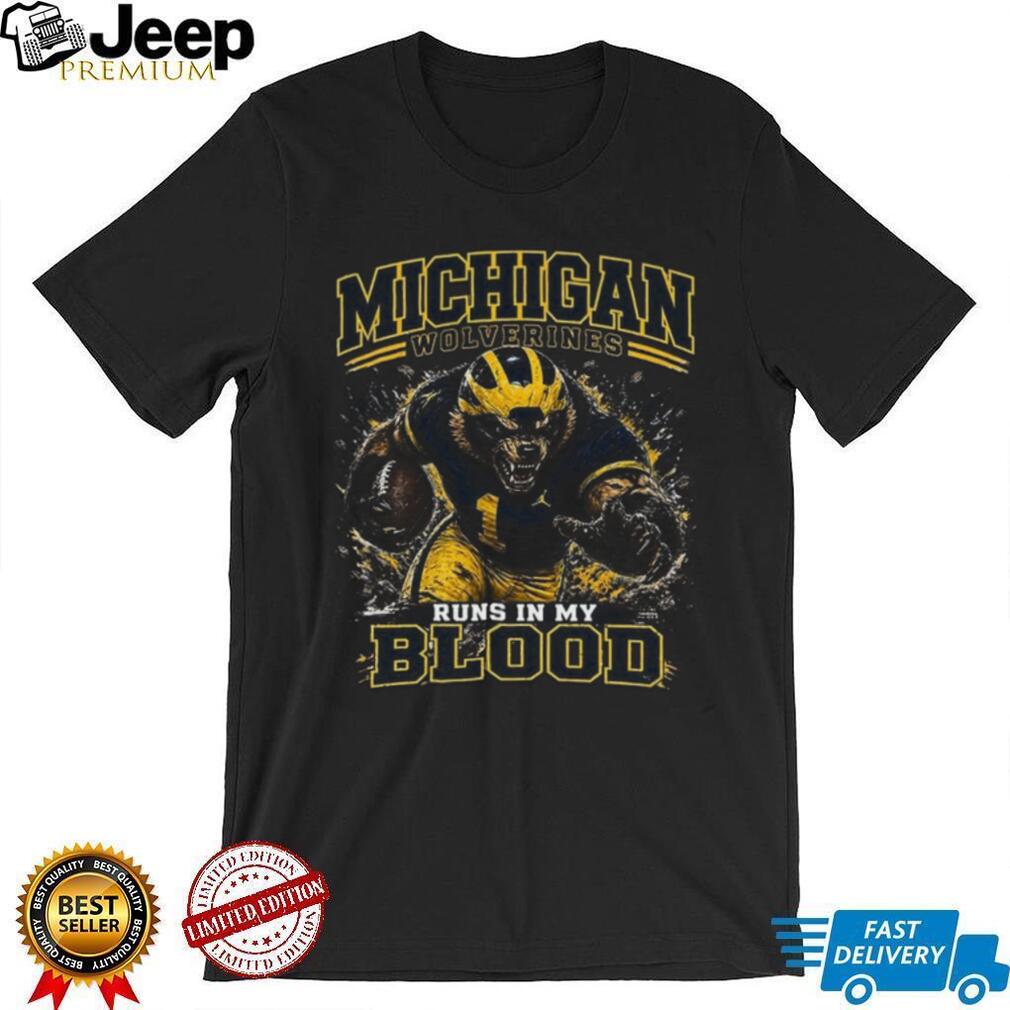 Michigan Wolverines Football Mascot Runs In My Blood Vintage Style Men Fans Shirt