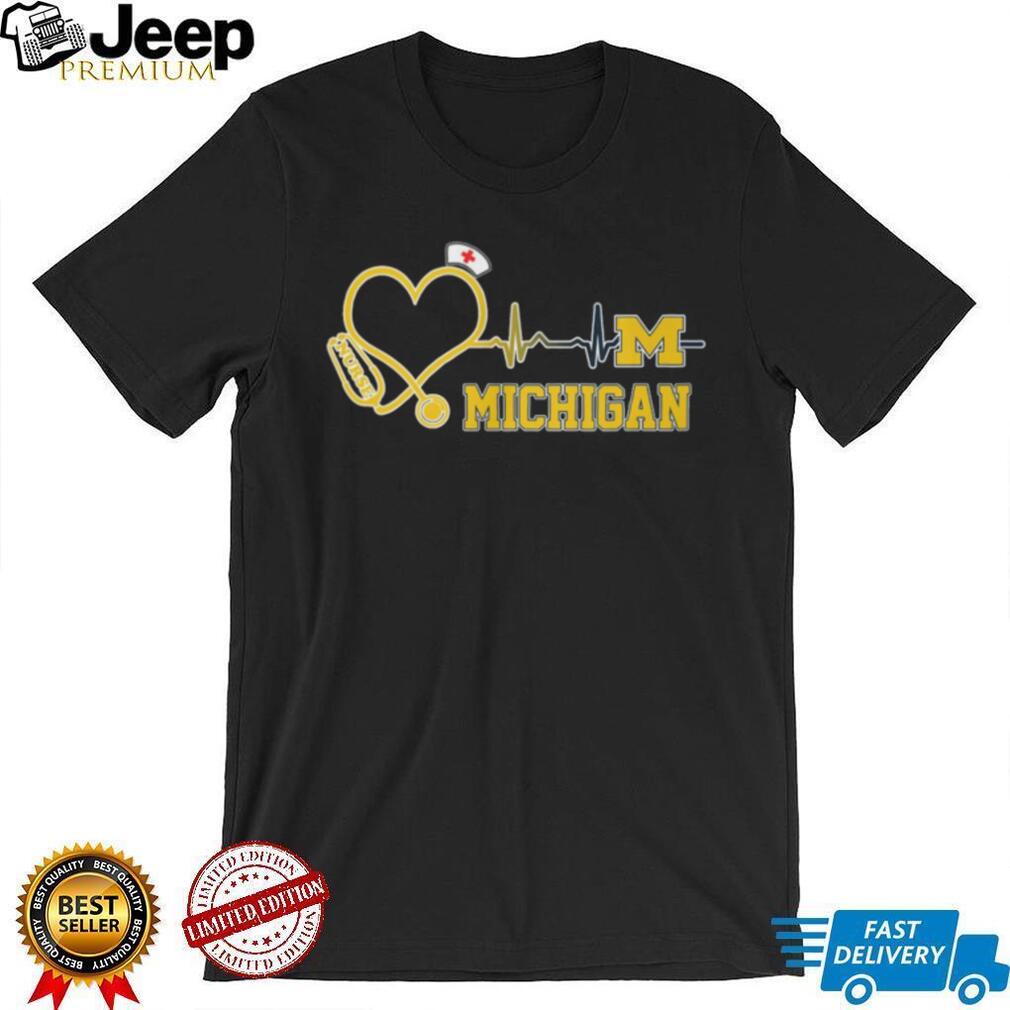 Michigan Wolverines Nurse Heartbeat Stethoscope T Shirt