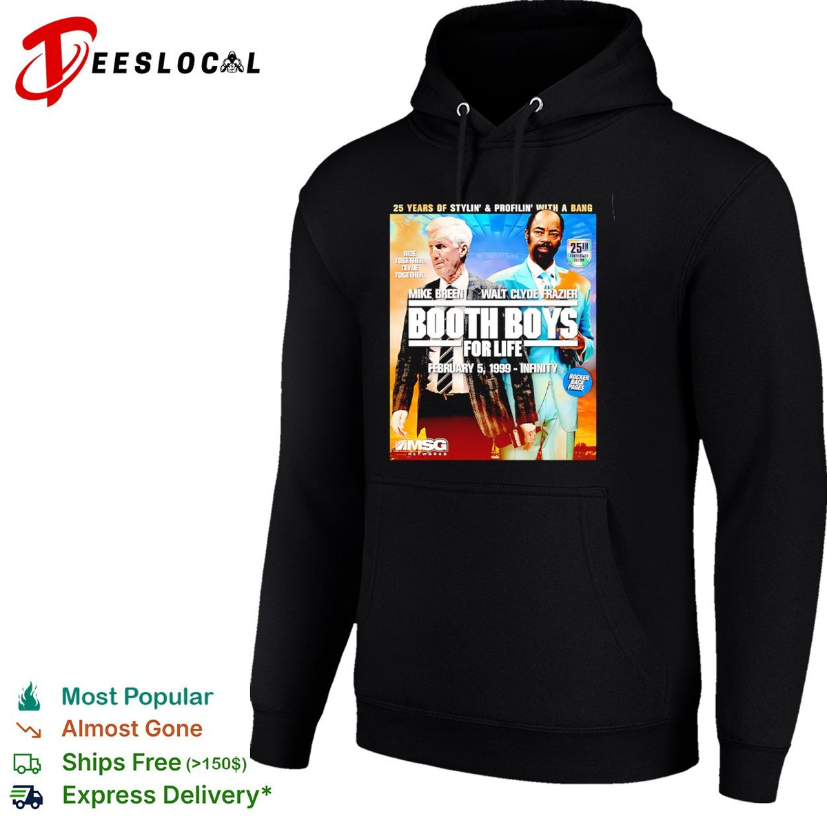 Mike Breen and Walt Clyde Frazier Booth Boys for Life 25th shirt