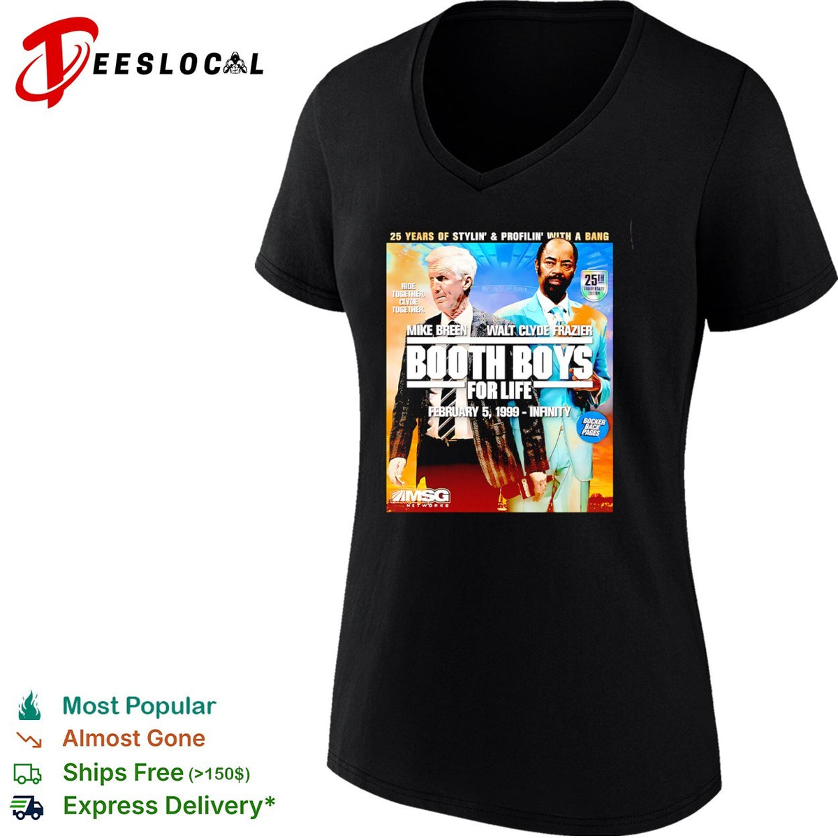 Mike Breen and Walt Clyde Frazier Booth Boys for Life 25th shirt