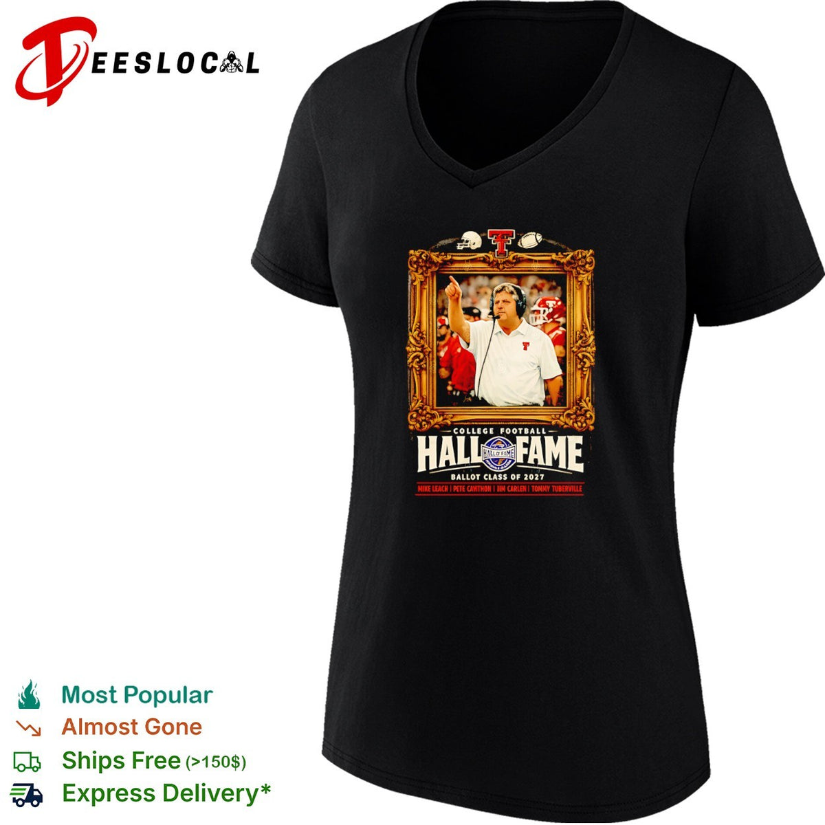 Mike Leach Texas Tech Red Raiders College Football Hall of Fame Ballot shirt