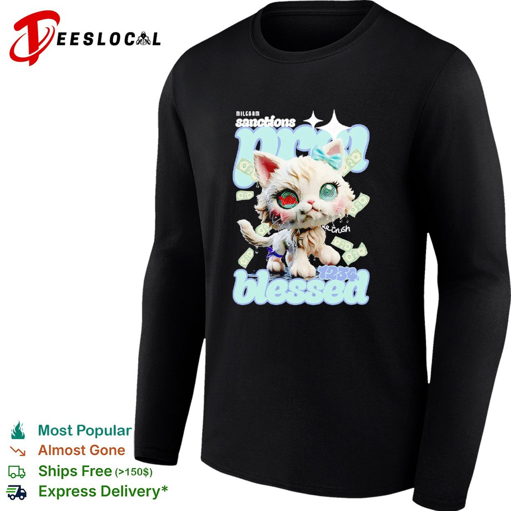 Milgaam sanctions pma crush 1234 blessed cat money aesthetic Y2K streetwear shirt