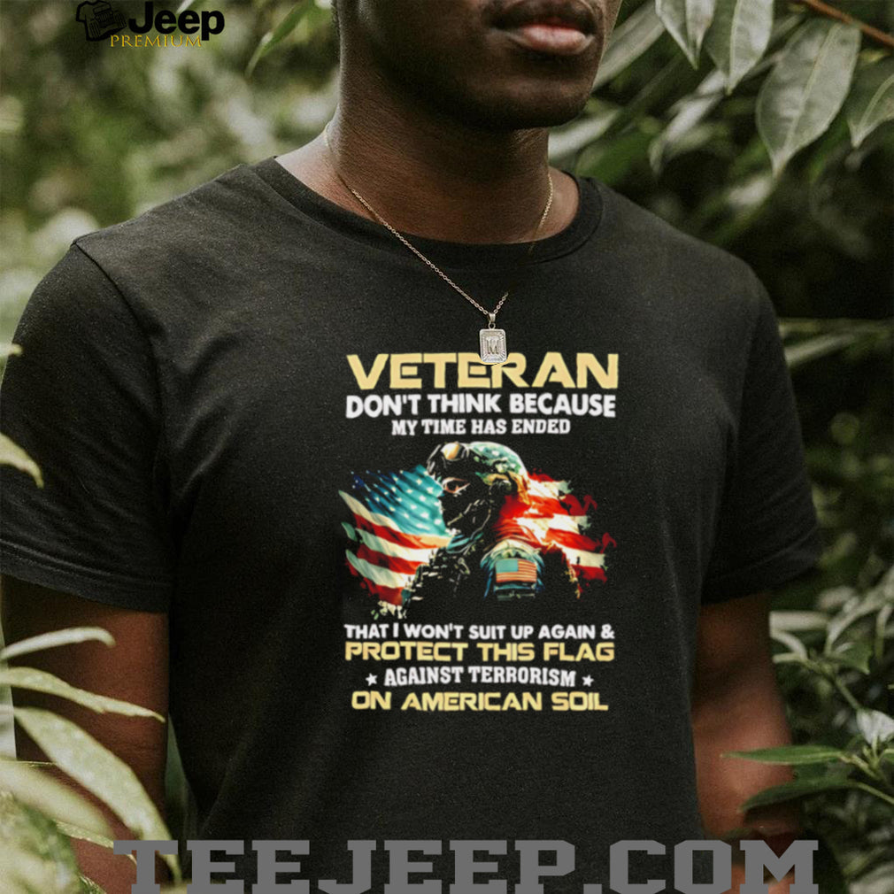 Military Veteran American Flag Protect Against Terrorism T Shirt
