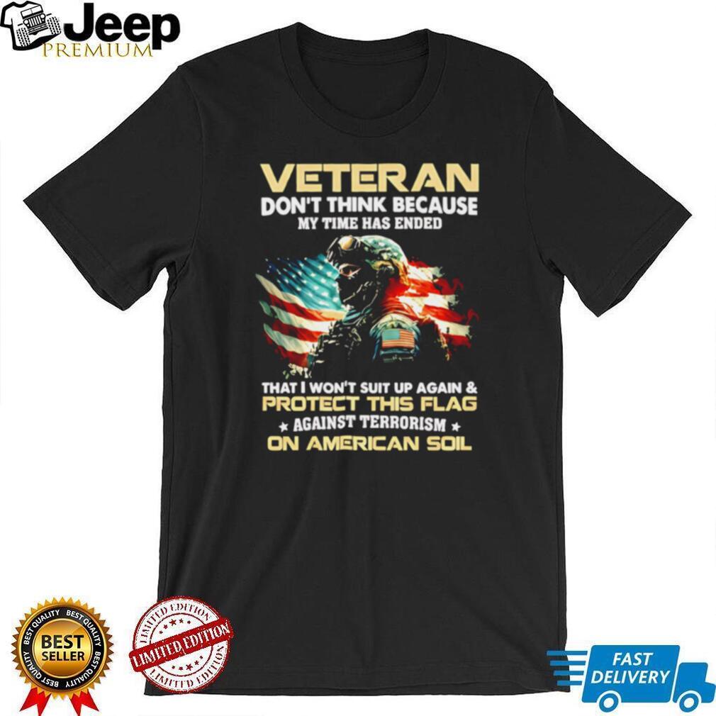 Military Veteran American Flag Protect Against Terrorism T Shirt
