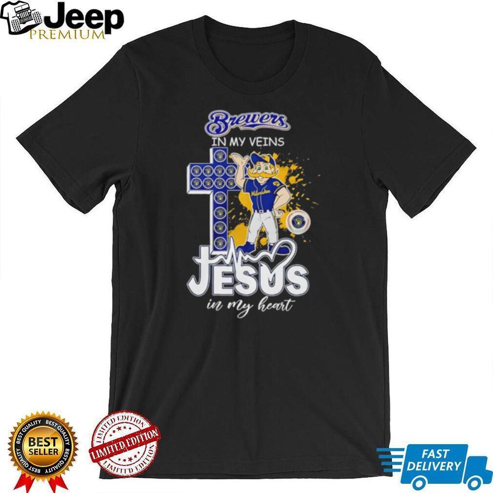 Milwaukee Brewers Baseball Jesus In My Heart Brewers In My Veins T Shirt