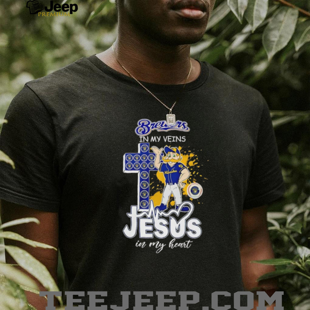 Milwaukee Brewers Baseball Jesus In My Heart Brewers In My Veins T Shirt