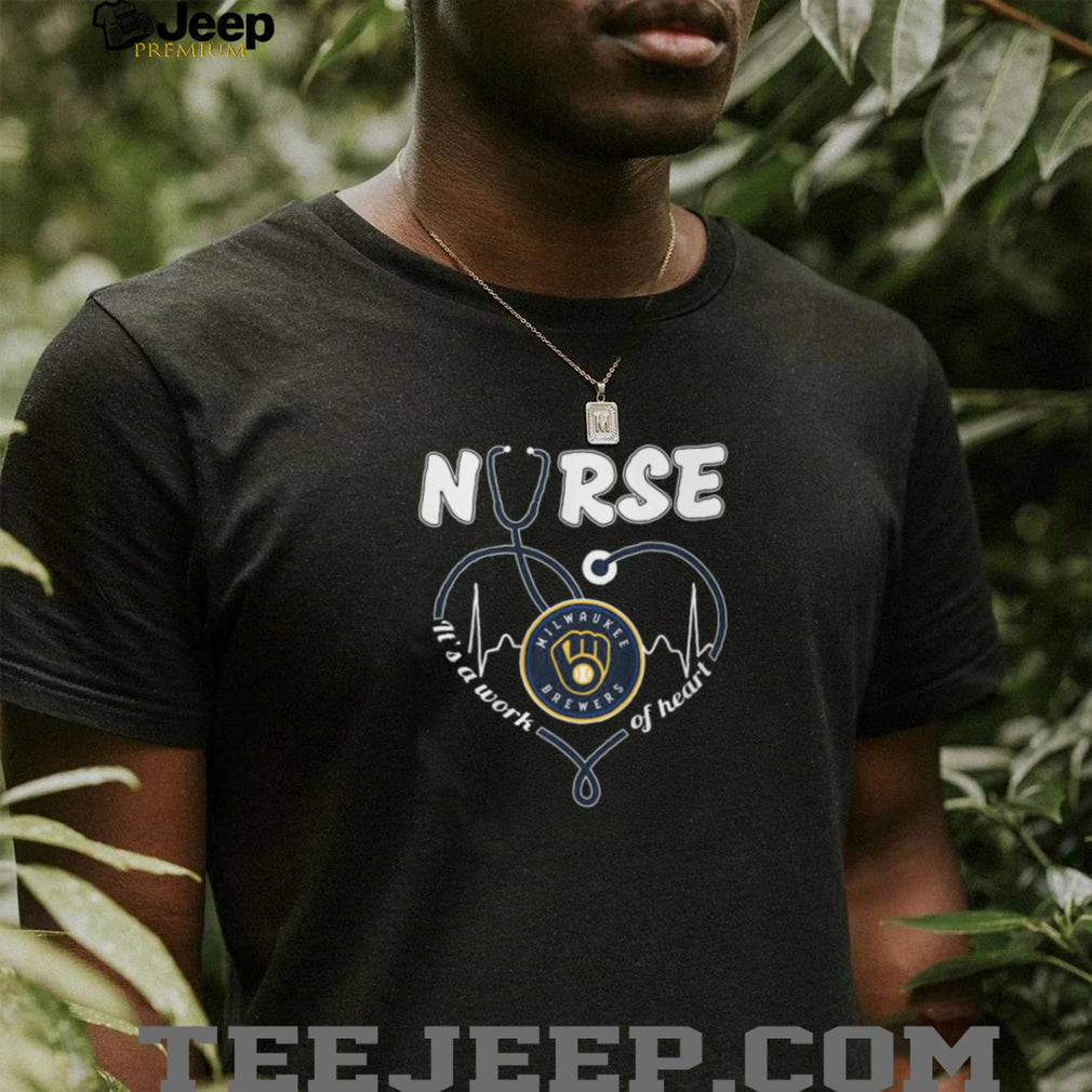 Milwaukee Brewers Baseball Nurse Heart Stethoscope Medical Worker Navy Yellow T Shirt