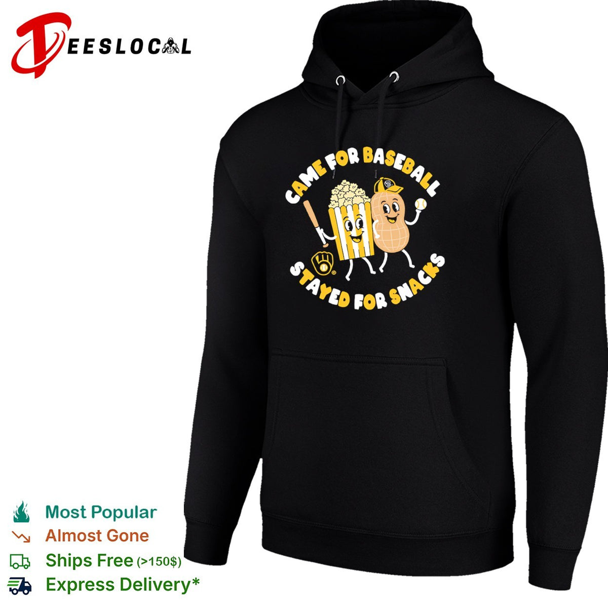 Milwaukee Brewers Came for Baseball Stayed for Snacks Popcorn and Peanut shirt