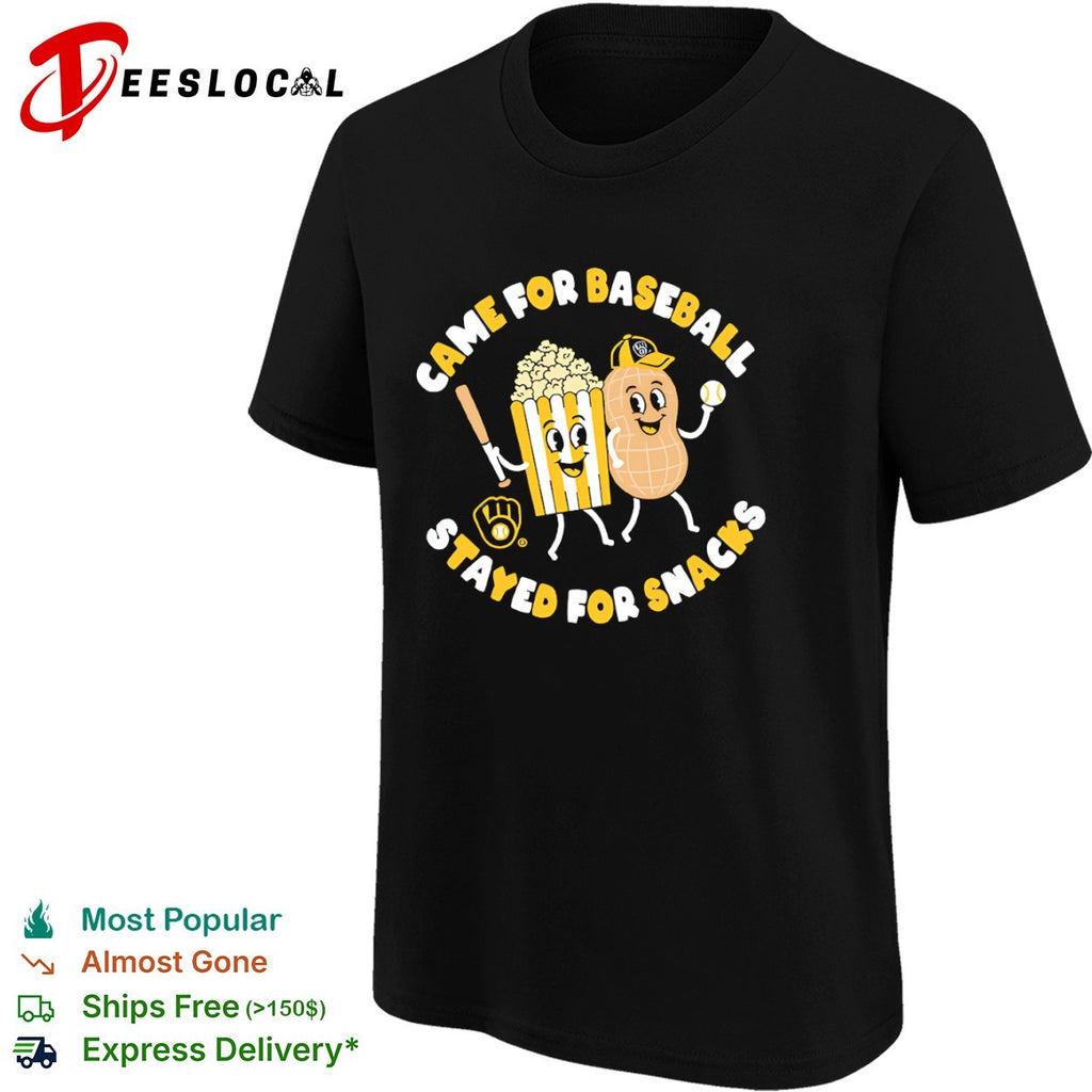 Milwaukee Brewers Came for Baseball Stayed for Snacks Popcorn and Peanut shirt