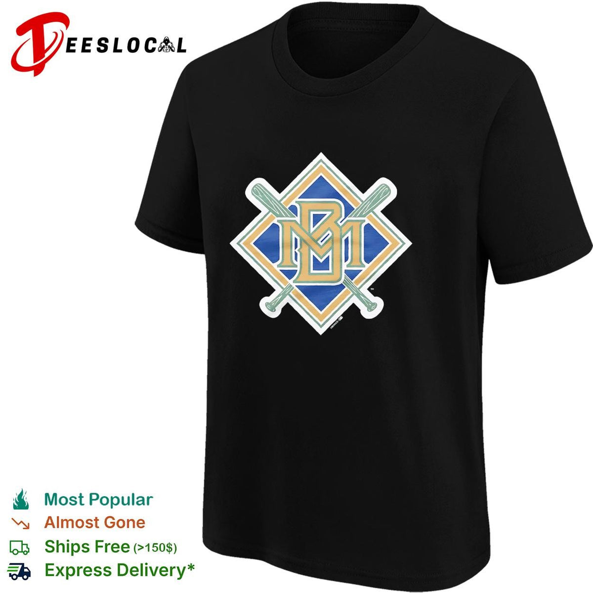 Milwaukee Brewers classic ball-in-glove BM logo crossed bats vintage shirt