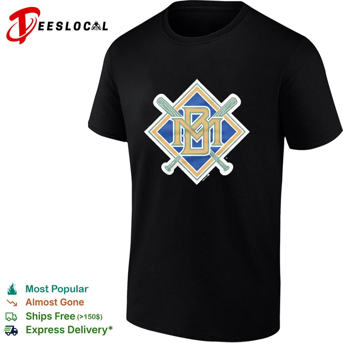 Milwaukee Brewers classic ball-in-glove BM logo crossed bats vintage shirt