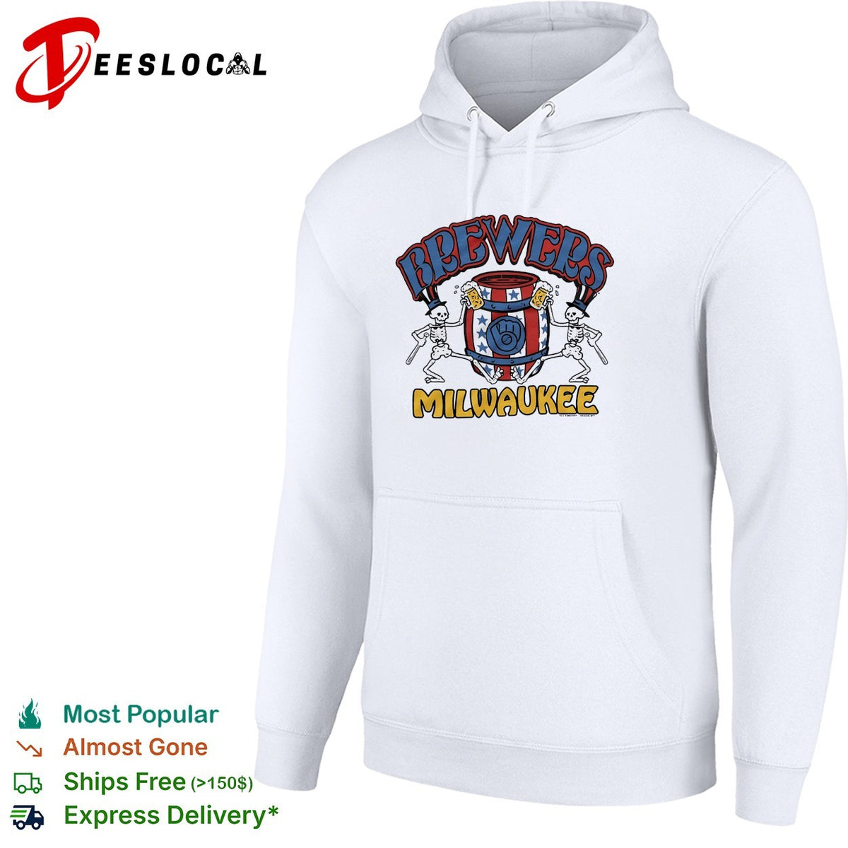 Milwaukee Brewers x Grateful Dead dancing skeleton Milwaukee graphic shirt