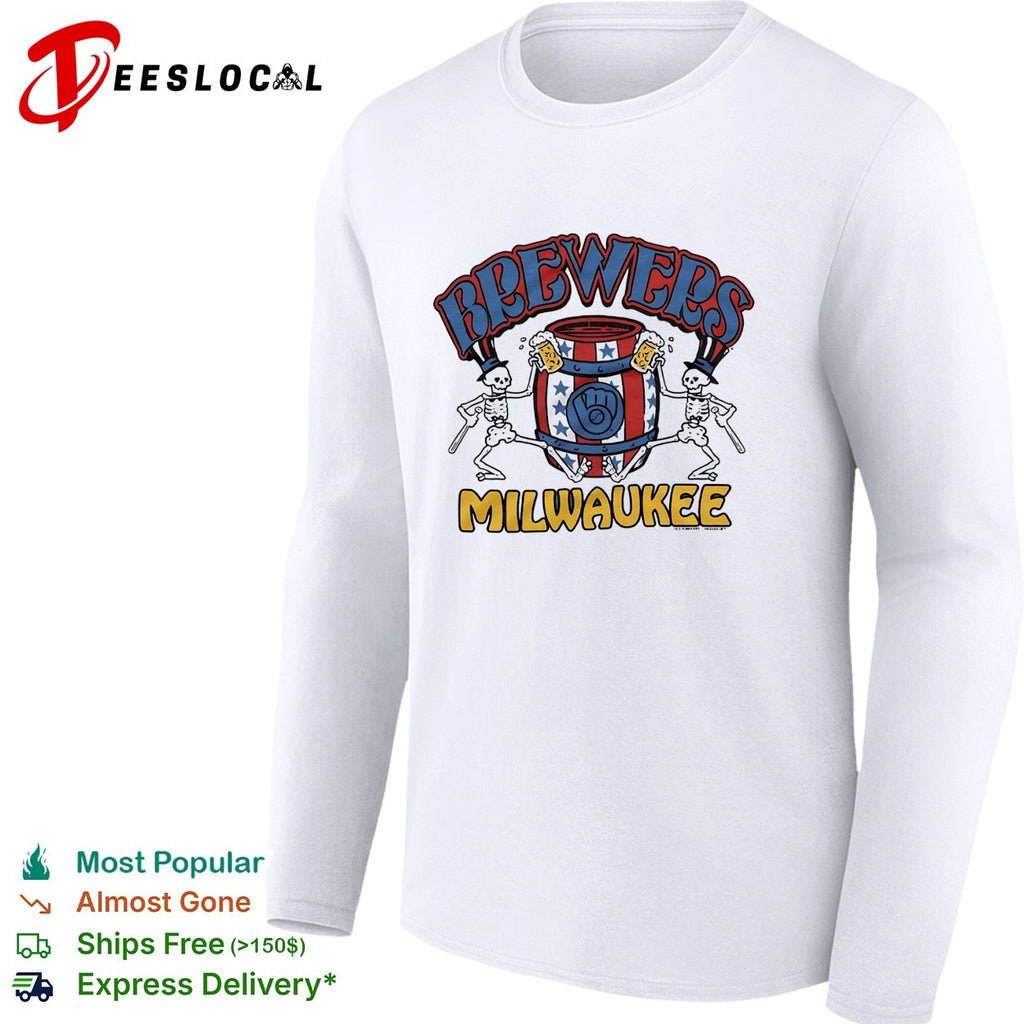 Milwaukee Brewers x Grateful Dead dancing skeleton Milwaukee graphic shirt