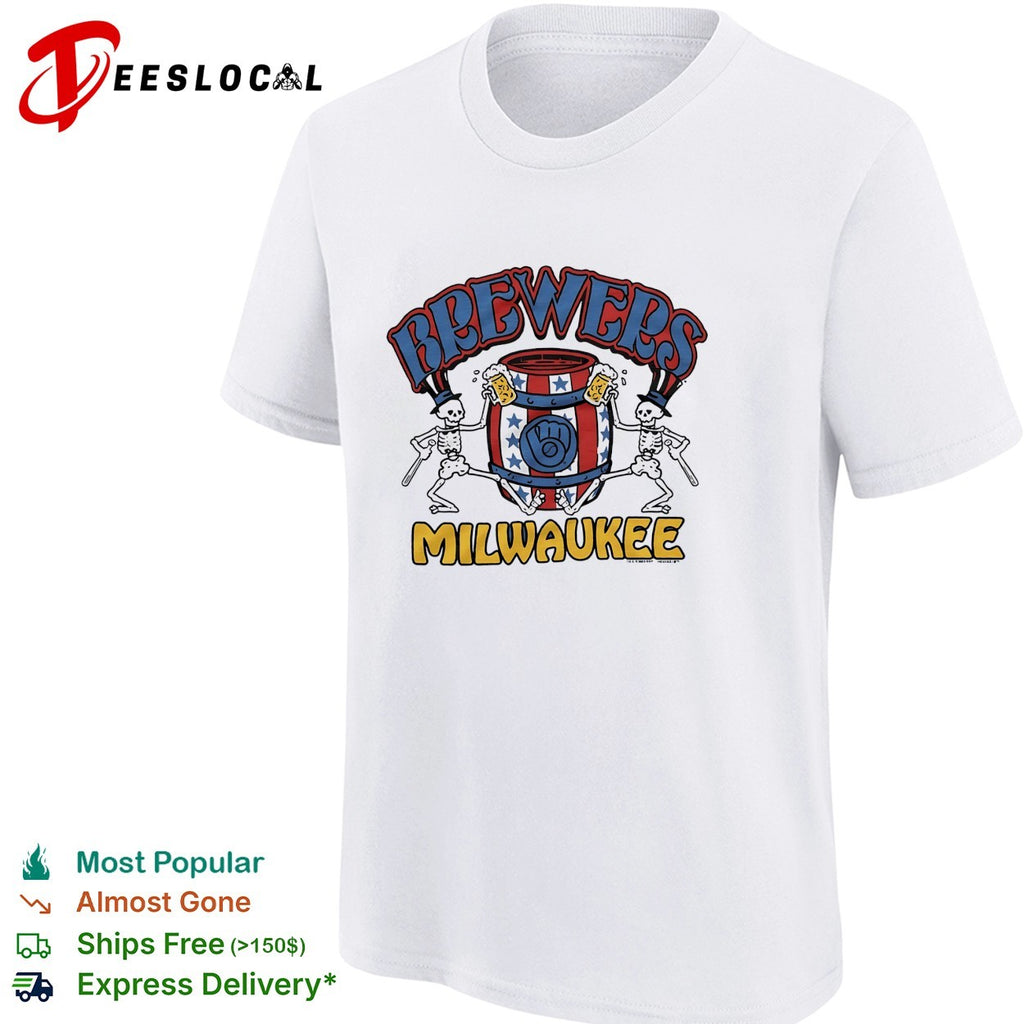 Milwaukee Brewers x Grateful Dead dancing skeleton Milwaukee graphic shirt