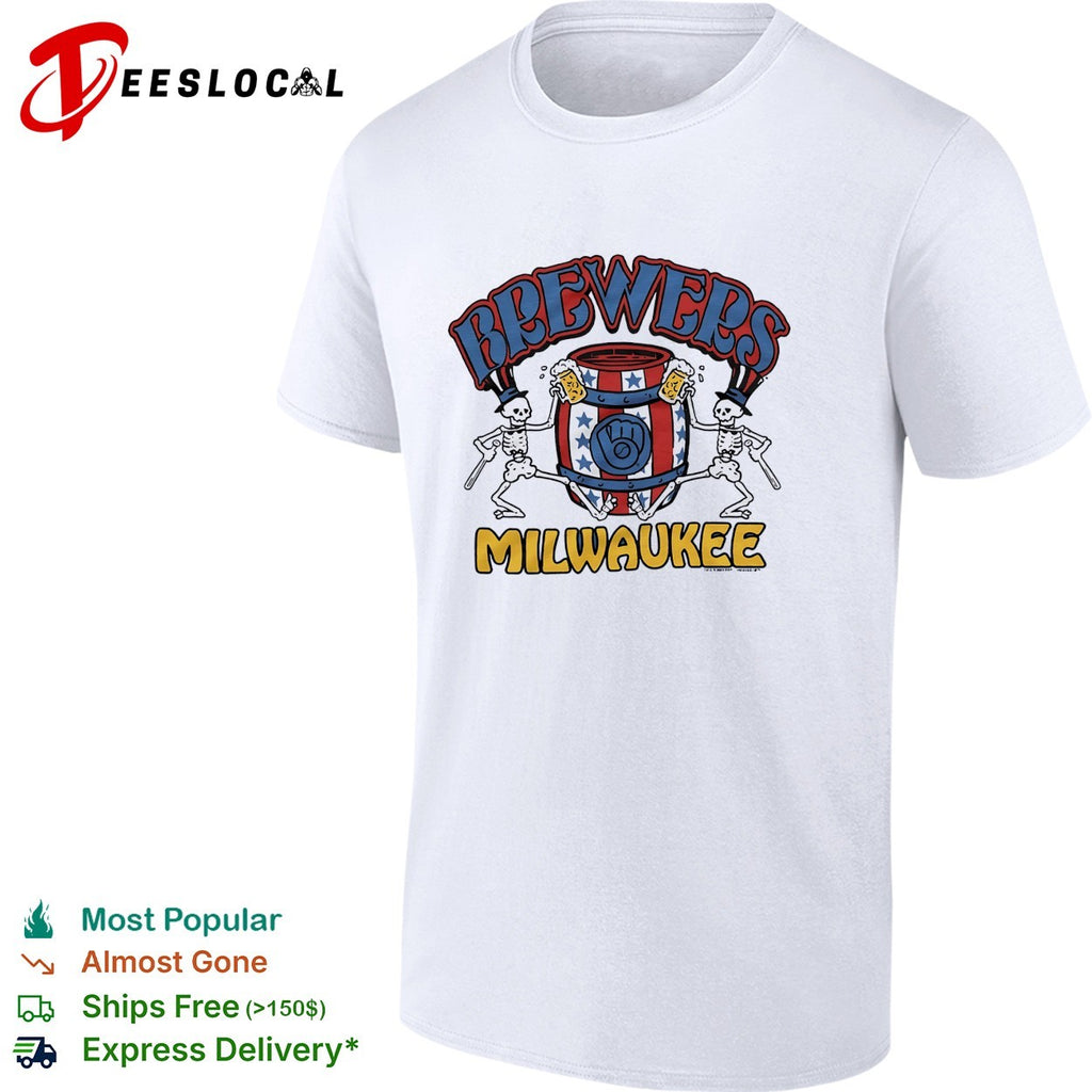 Milwaukee Brewers x Grateful Dead dancing skeleton Milwaukee graphic shirt