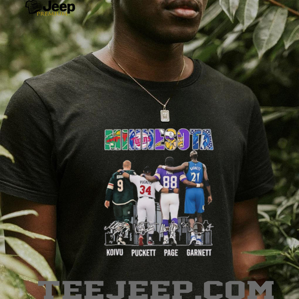 Minnesota Sports Koivu Puckett Page Garnett skyline signature shirt