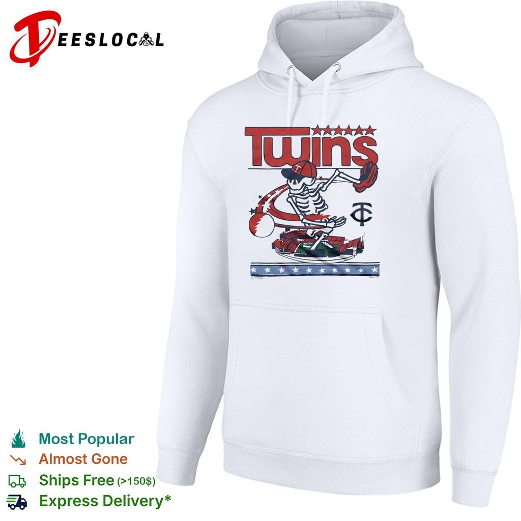 Minnesota Twins x Grateful Dead skeleton skateboard MLB graphic shirt