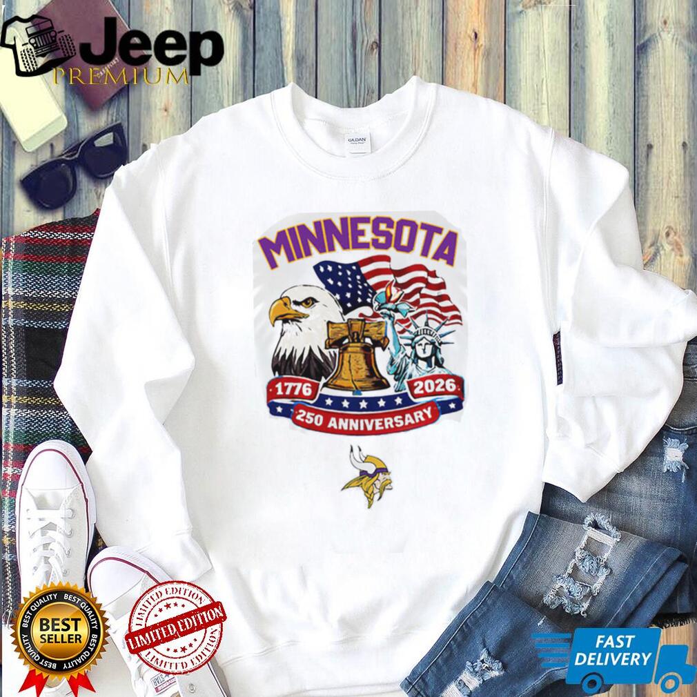 Minnesota Vikings 250th Anniversary Liberty Eagle Jersey T Shirt Personalized