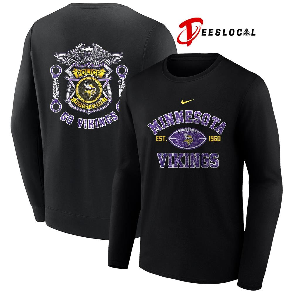 Minnesota Vikings law enforcement tribute protect and serve logo shirt