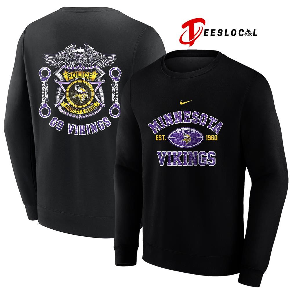 Minnesota Vikings law enforcement tribute protect and serve logo shirt