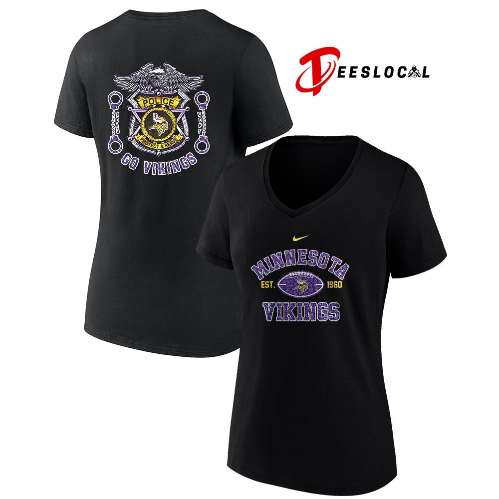 Minnesota Vikings law enforcement tribute protect and serve logo shirt