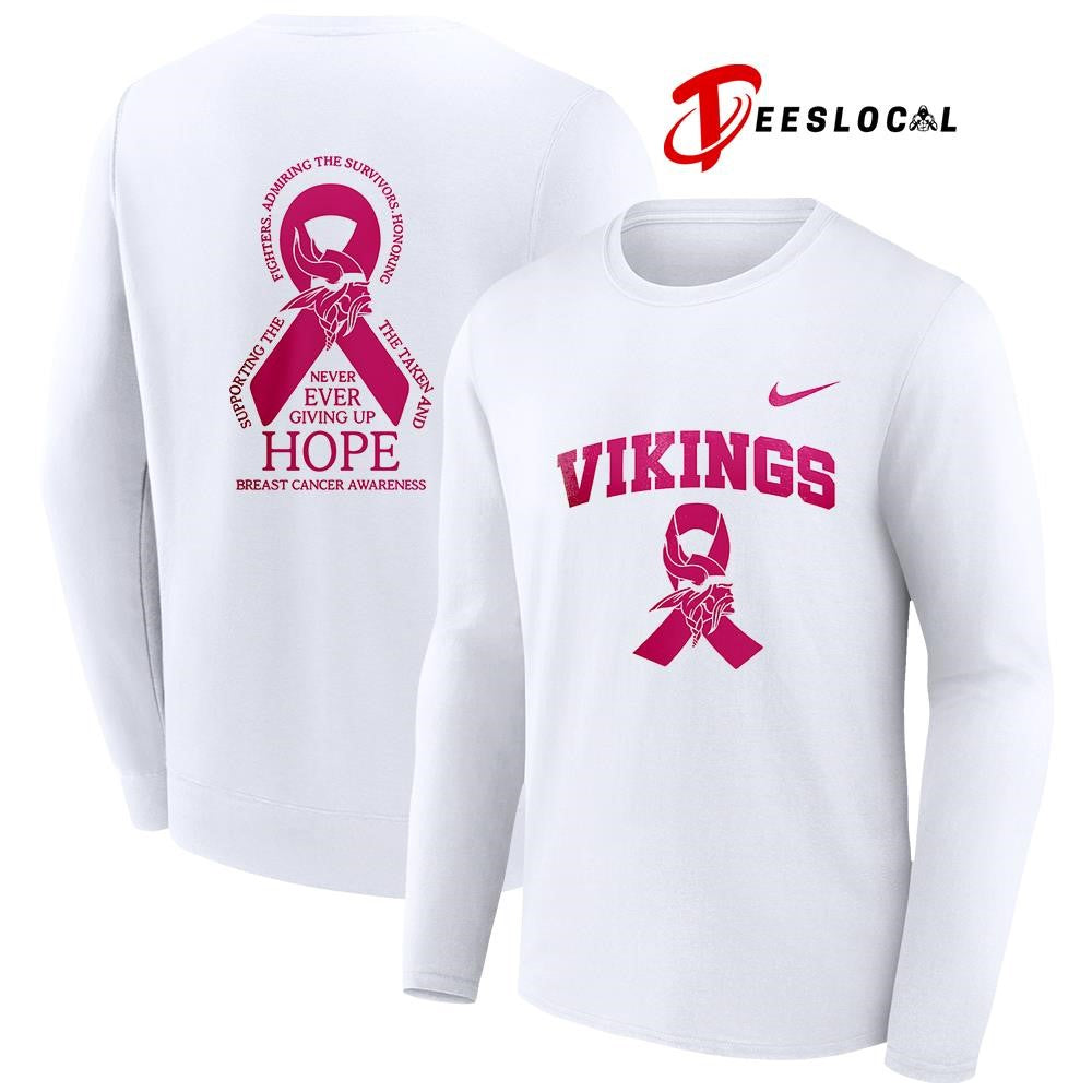 Minnesota Vikings never ever giving up hope breast cancer awareness shirt