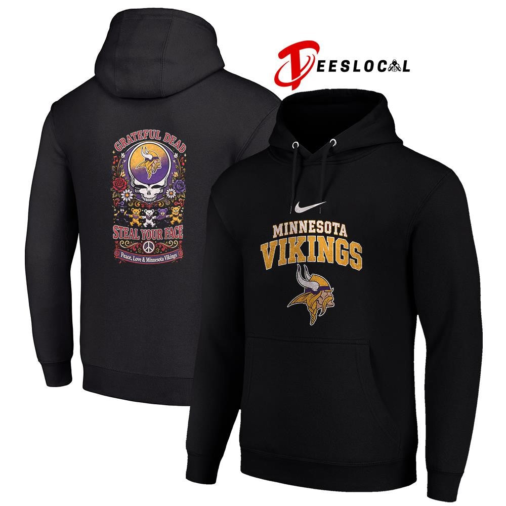 Minnesota Vikings x Grateful Dead steal your face peace love logo shirt