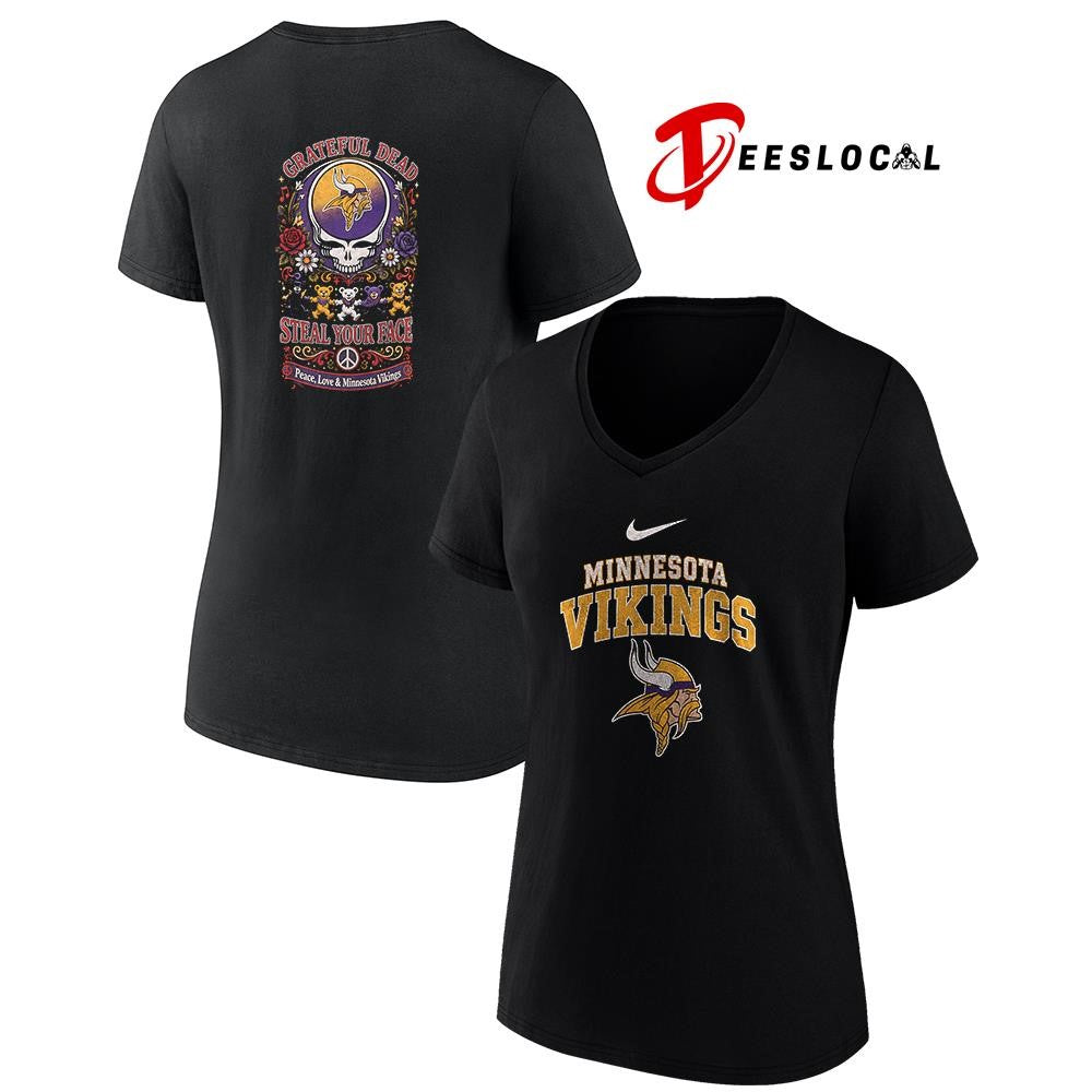 Minnesota Vikings x Grateful Dead steal your face peace love logo shirt